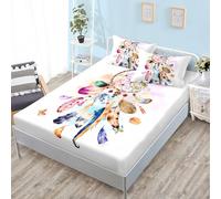 ZKTCYC Protege Matelas 140x190 Bonnet 30 Cm Attrape-Rêves Bohême Drap Housse 140x190 Enfant Garçon Fille Protege Matelas en Microfibre avec Taie d'oreiller 65x65 cm