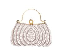 Zktfyshk 2. Luxueuse pochette perlée convertible en bandoulière pour réception de mariage, gala, sac à main en polyester avec strass pour dîner, soirée, beige