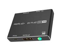 Zktfyshk Adaptateur répartiteur DisplayPort 8K 1 entrée 2 sorties DisplayPort vers DisplayPort+HDTV Fonction d'extension vidéo Commutateur UHD Splitter