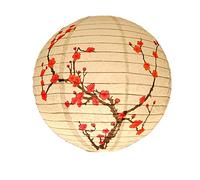 Zktfyshk Blossom Abat-jour rond en papier Motif fleurs de pêcher et décoration à suspendre