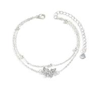 Zktfyshk Bracelet de cheville élégant en alliage avec breloque papillon en forme de cœur pour femme - Bijoux de plage élégants - Cadeaux étanches, As shown in the figure, Métal