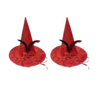 Zktfyshk Chapeau de sorcière élégant en velours avec ruban coloré pour costume d'Halloween