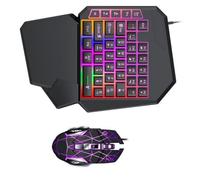 Zktfyshk Clavier de jeu lumineux RVB à une main avec repose-poignet ergonomique, connectivités USB, bouton programmable pour améliorer le jeu des claviers de jeu à une main