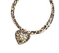 Zktfyshk Collier avec pendentif en forme de cœur exagéré pour femme - Double couche - Avec cordon imprimé léopard vintage - Accessoire élégant, As shown in the figure, Matériaux mélangés