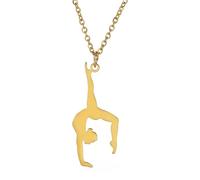 Zktfyshk Collier avec pendentif en forme de gymnastique - Décoration portable - Pour femme tendance - En acier inoxydable, As shown in the figure, Acier inoxydable