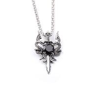 Zktfyshk Collier double dragon avec pendentif en cristal amulette en alliage pour homme Cadeau de Noël Bijoux de vélo, As shown in the figure, Métal