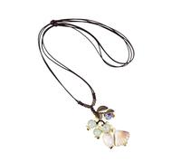Zktfyshk Collier en céramique fait à la main en forme de feuille - Design unique - Bijoux portables avec chaîne réglable pour femme tendance et décontractée, 50-60cm (size can be pulled out), Corde +