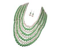 Zktfyshk Collier et boucles d'oreilles polyvalents en fausses perles - Accessoires élégants pour brunch ou cocktails - Ensemble de bijoux exagéré avec perles d'imitation, taille unique, Comme décrit