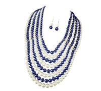 Zktfyshk Collier et boucles d'oreilles polyvalents en fausses perles - Accessoires élégants pour brunch ou cocktails - Ensemble de bijoux exagéré avec perles d'imitation, taille unique, Comme décrit