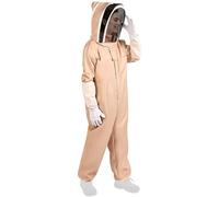 Zktfyshk Combinaison d'apiculture professionnelle en tissu ventilé avec capuche amovible et gants en cuir de chèvre pour inspection des colonies Combinaison d'apiculture ventilée contre l'équipement