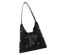 Zktfyshk Crescents Sac à bandoulière pour femme Joli sac à main sous le bras Sac à main punk Rivet Pochette avec boucle, Noir , 37x33cm