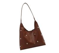 Zktfyshk Crescents Sac à bandoulière pour femme Joli sac à main sous le bras Sac à main punk Rivet Pochette avec boucle, marron, 37x33cm