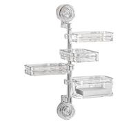 Zktfyshk Distributeur de savon moderne pour salle de bain - Étagère antidérapante - Solution de rangement hygiénique - Avec plateau d'égouttement efficace - Ventouse - Étanche