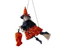 Zktfyshk Ensemble chapeau de sorcière et balai en flanelle robuste pour Halloween, fêtes à thème et