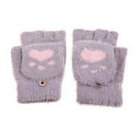 Zktfyshk Gants chauds, gants chauds en peluche gants d'hiver tricotés doux dessin animé pour patte de chat mitaines mitaines avec gant chaud extensible, violet clair, Total length 19cm, palm width