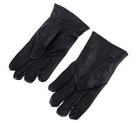 Zktfyshk Gants chauds, gants d'hiver en similicuir pour homme, doublure chaude, épais, froncé, chauffe-mains doux, Noir , Size reference picture