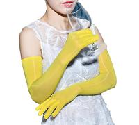 Zktfyshk Gants chauds, gants ultra-minces pour discothèque, danse, gants longs, accessoire de fête, gants en tulle, gants, jaune, Length: 44cm