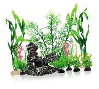 Zktfyshk Herbe artificielle pour aquarium, rocaille, plante d'herbe, aménagement paysager, plantes d'aquariums
