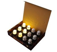 Zktfyshk Lot de 12 bougies chauffe-plat LED sans flamme pour Halloween avec lueur étrange, alimentées par piles pour décoration de table, lumières d'araignées d'Halloween