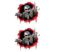Zktfyshk Lot de 2 autocollants décoratifs pour fenêtre de voiture Motif tête de mort 15 x 14 cm