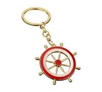 Zktfyshk Porte-clés ancre marine et volant fabriqué à partir de Kiriste robuste sur le thème marin classique bleu blanc pour les amateurs, Rouge, As shown in the figure