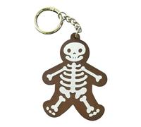 Zktfyshk Porte-clés tendance en cuir avec motif tête de mort pour Halloween, sac à dos de voyage, valise, décoration de fête, anneau à bouton étrange, D