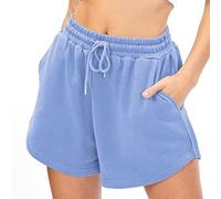 Zktfyshk Short décontracté pour femme avec poches taille élastique pour course à pied, gym, entraînement, poids léger, taille haute, cyclisme, taille élastique, short de sport