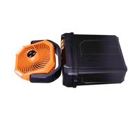 Zktfyshk Ventilateur d'extérieur avec fonction brumisation, seau à eau de 6 L, télécommande, 3 têtes de pulvérisation, design rechargeable pour les fêtes de plage