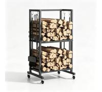 zktoermn Porte-bûches, Métal Pour Intérieur Et Extérieur | Range-bûches Robuste Extensible, Stockage Sécurisé Du Bois De Chauffage Pour Cheminée