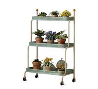 zktoermn Support à plantes en métal à 2 ou 3 niveaux, étagère d'angle en fer pour plantes en pot avec roulettes, idéal pour le jardin, le salon, le balcon(Green,62x33.5x89cm)