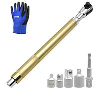 ZKTOOL Rallonge de clé décalée, clé à choc 1/2", rallonge à cliquet robuste, avec adaptateurs carrés de 1/2", 1/4", 3/8", compatible avec douilles standard