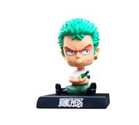 ZKTSRY Figurines à tête branlante One Piece Anime Luffy, Support de téléphone à tête secouante, Décoration de tableau de bord de voiture, Modèles de figurines d'anime classiques pour la maison