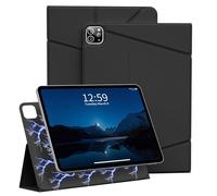 ZKTUYU Coque Magnétique pour iPad Pro 12,9 Pouces 2022/2021/2020/2018 (6ème/5ème/4ème/3ème Génération), la Charge de Pencil 2e Génération, Housse Étui Réveil/Veille Automatique-Noir