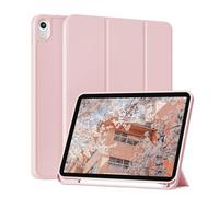 ZKTUYU Coque pour iPad 10e Génération 2022 10,9 Pouces, Étui avec Coque Arrière en TPU Souple à Rabat avec Support Semi-Transparent Protecteur Housse Antichoc Réveil/Sommeil Auto, Rose