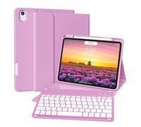 ZKTUYU Étui de clavier pour iPad Air 11" M3/M2 (2025/2024), iPad Air 5e/4e génération 2022/2020 10,9 pouces Étui clavier avec porte-stylo, Bluetooth QWERTZ amovible, coque arrière en TPU, violet