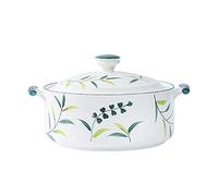 ZKXGVBRWQHT Bol à soupe avec poignée, grand bol en céramique, sans couvercle, adapté à la soupe à l'oignon française, aux flocons d'avoine, aux salades, 1 pièce(Green Leaf)