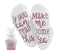 Zkxiyuan Chaussettes à thé de luxe avec emballage cadeau cupcake avec inscription « If You Can Read This Make Me Some Tea » - Cadeau amusant pour femme, épouse, maman, fille, petite amie, amateur de