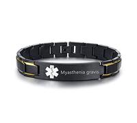 ZKXXJ Bracelet d'identification médicale pour homme - Bracelet réglable en acier inoxydable pour identification d'urgence, antisang, bijou sain de sensibilisation aux allergies glacées pour petit ami