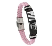 ZKXXJ Bracelet Kamala Harris pour président, Harris 2024 en cuir tressé pour campagne de vote du président Harris 2024 pour les partisans des élections présidentielles, bijoux démocratiques, Métal