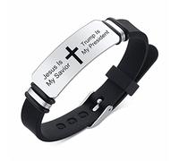 ZKXXJ Jesus is My Savior Trump is My President pour homme et femme, bracelet chrétien en silicone ajusté en acier inoxydable pour baptême