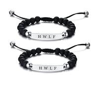 ZKXXJ WWJD HWLF Ensemble de bracelets en acier inoxydable avec perles noires et blanches en onyx « What would Jesus Do He would Love First » - Bijoux inspirants pour rappel religieux, one size, Métal