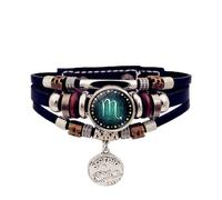 Zkydhbd 12 constellations multicouches Zodiacs en cuir synthétique unisexe accessoire pour usage quotidien polyvalent breloque zodiaque cadeau, taille unique, Comme décrit