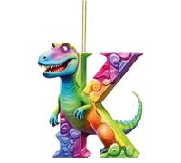 Zkydhbd 26 lettres en forme d'animal pour sapin de Noël, décoration de voiture, ornement en acrylique, pendentif à suspendre 2024, cadeau du Nouvel An, pendentif animal