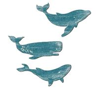 Zkydhbd 3. Lot de 3 décorations murales faites à la main en bois bleu pour amoureux de la mer, chalet, salle de bain et espaces de vie