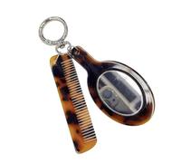 Zkydhbd Anneaux à la mode Portable Imprimé Léopard Peigne Porte-clés avec Outil de Maquillage Creative Keychain Sac à Dos Accessoires Peigne Motif Léopard