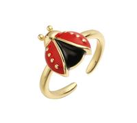 Zkydhbd Bague réglable inspirée des coccinelles 6 étoiles, détails émaillés artistiques, bijoux tendance faits à la main, accessoire pour elle réglable en cuivre, taille unique, Comme décrit, Comme