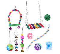 Zkydhbd Bird Lot de 10 pièces avec balançoire, corde à mâcher, perchoir pour cage et décoration colorée