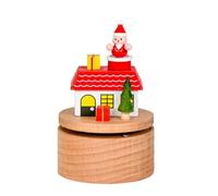 Zkydhbd Boîte à musique rotative en bois fabriquée à la main - Décoration de vacances - Arbre de Noël - Père Noël - Cadeau avec mélodies - Boîte à musique en bois