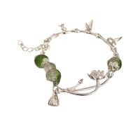 Zkydhbd Bracelet tendance sur le thème du bambou avec de délicates sculptures de feuilles pour les femmes qui apprécient les patrimoines culturels, taille unique, Comme décrit