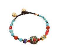 Zkydhbd Bracelets tibétains népalais uniques utilisant de la turquoise et du cuivre pour un usage quotidien polyvalent - Bracelets artisanaux tibétains en perles népalaises